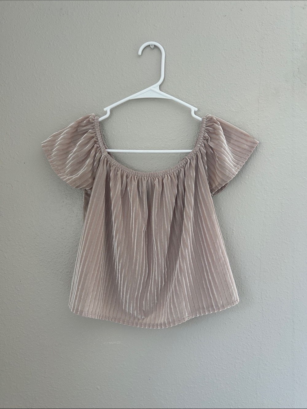 Velvet Off-Shoulder Blouson Top in Dusty Rose